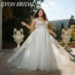 EVON BRIDAL Oversize V-Neck Wedding Gowns Short Sleeve With Button Applique vestidos novias boda A-Line Custom Made Bridal Dress