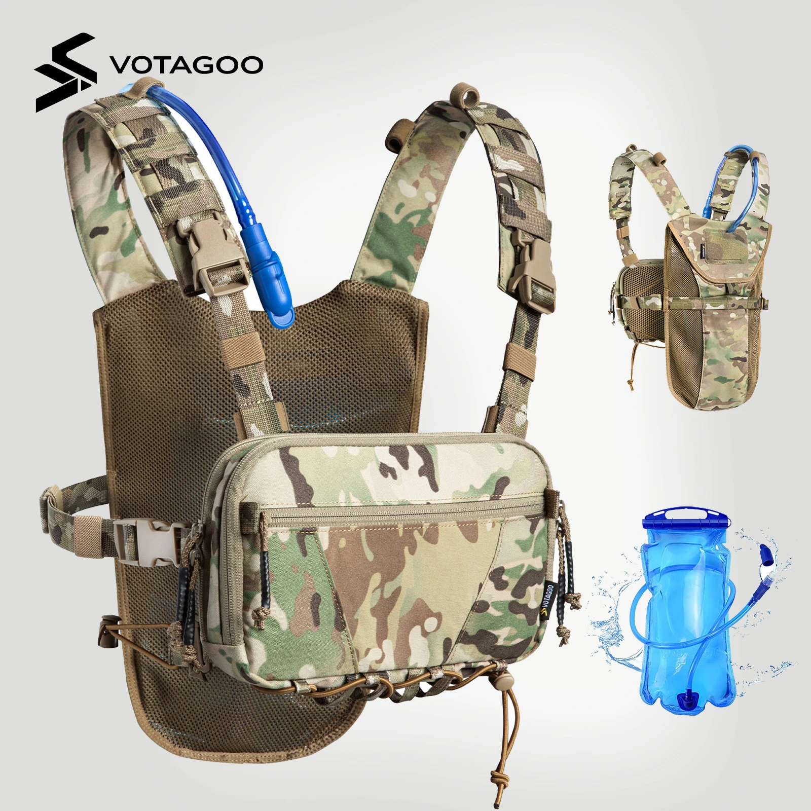 

VOTAGOO Легкий рюкзак с жилетом для гидратации для бега с сумкой для водяного пузыря объемом 2 л, рюкзак для пеших прогулок, езды на велосипеде, охоты для женщин и мужчин