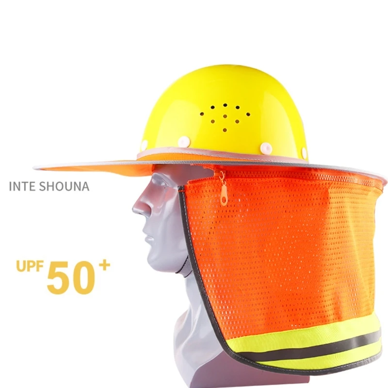 Reflective Sun Shade for Construction Safety Hard Hat (Hard Hat Not Included) Neck Shield for Helmets Reflective Stripe