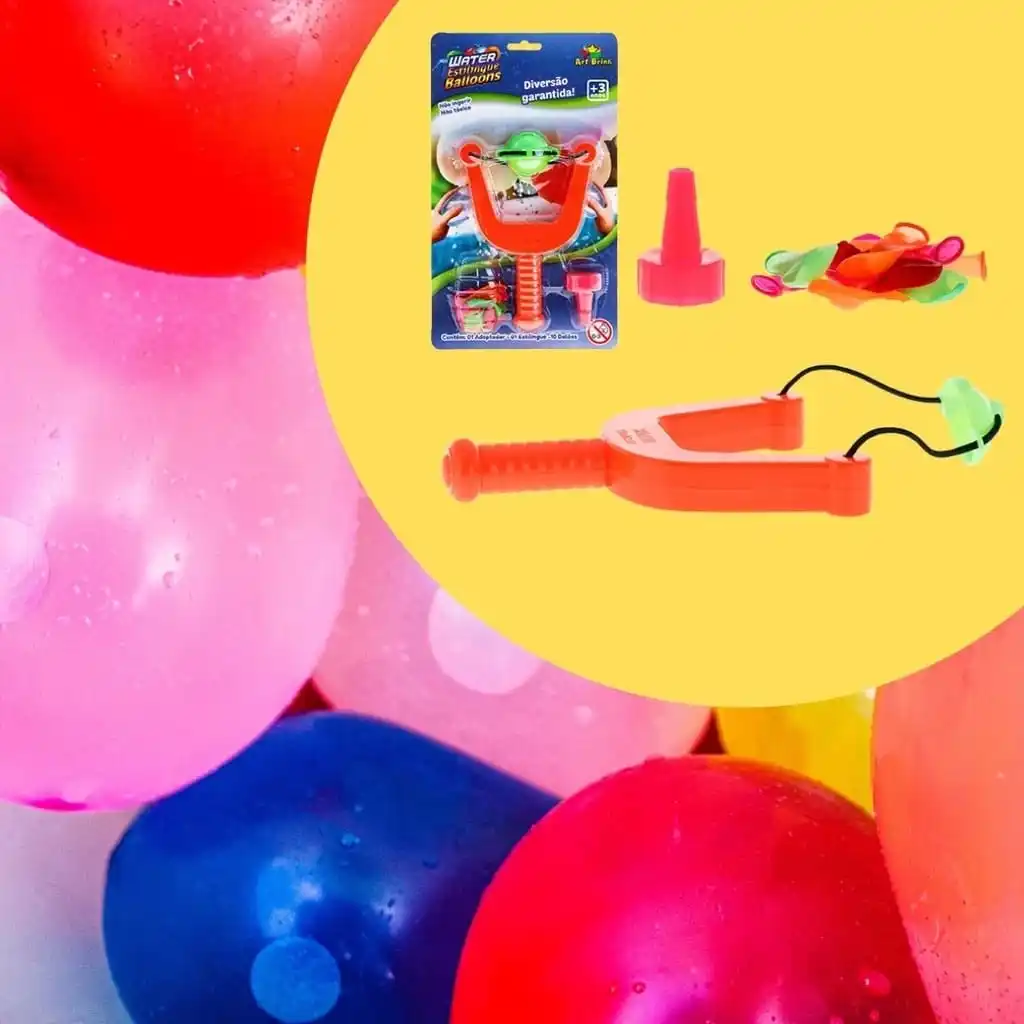 Brinquedo Water Balloons Com 10 Bexigas de Água E Estilingue Diversão Garantida Verão