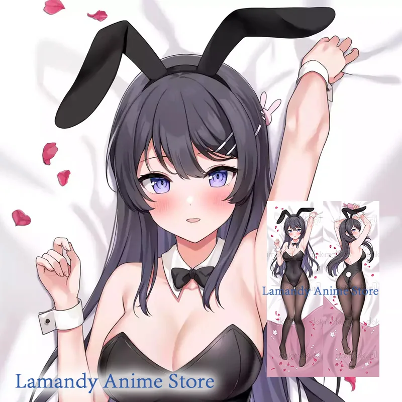 Imagem -02 - Dakimakura Sakurajima Mai Anime Corpo Travesseiro Capa Menina Coelho Fronha de Impressão Dupla Face Tamanho Real