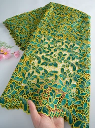 African Water Soluble Lace Fabric High Quality Nigerian Sequins Guipure Cord Lace Fabric For Women Wedding Party Dresses TY4669