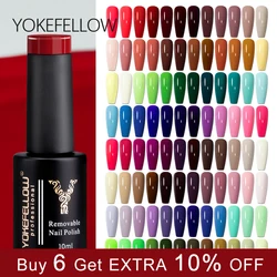 YOKEFELLOW Gel Nail Polish UV LED 122 Colors 10ml Rich Pigment Soak Off Low Odor Long-Wear Gel Varnish for Professional Manicure
