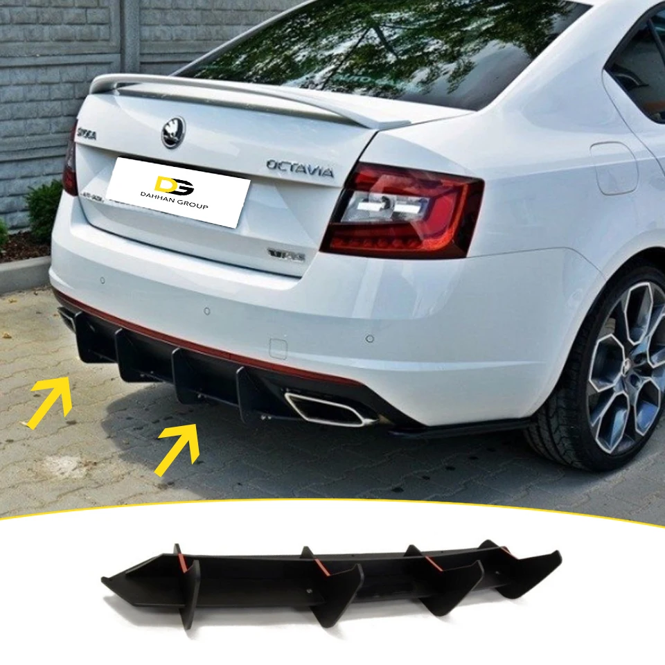 Skoda Octavia 2013 - 2020 RS VRS Rear Diffuser and Splitter Matte Black High Quality Plastic Rear Blade Octavia Kit MX Design