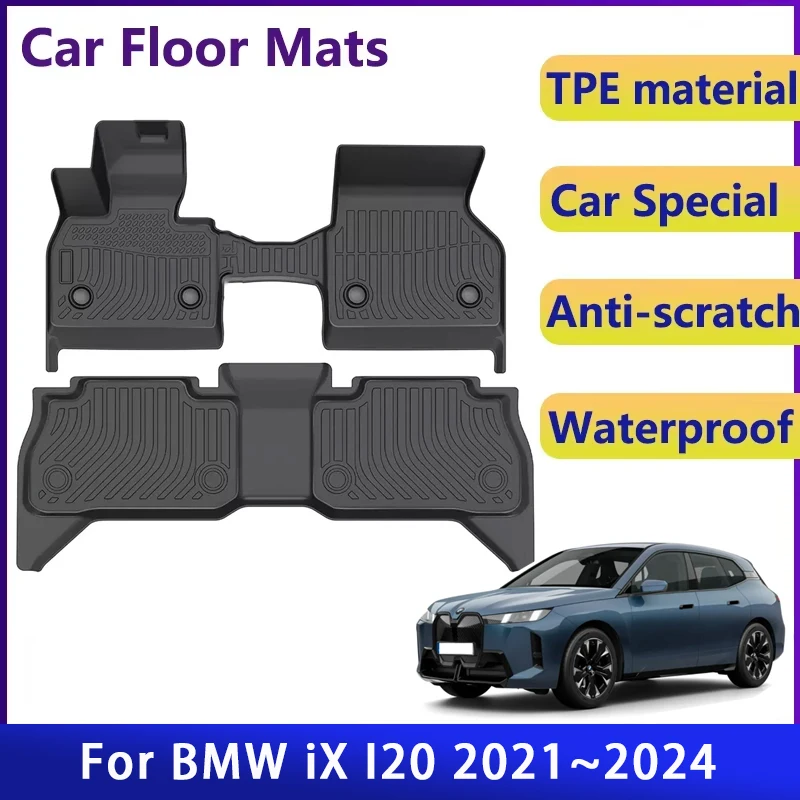 

Luxury Car Floor Mats For BMW iX I20 2021 2022 2023 2024 Waterproof Pads LHD Foot Carpets Floor Covers Auto Interior Accessories