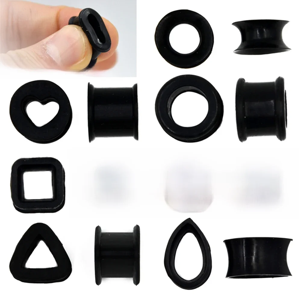 1 para silikonowe o odmiennym kształcie podwójne poszerzane plugi do uszu Flesh tunel Ear Gauge Expander nosze kolczyki przekłuwanie uszu biżuteria — zdjęcie 2