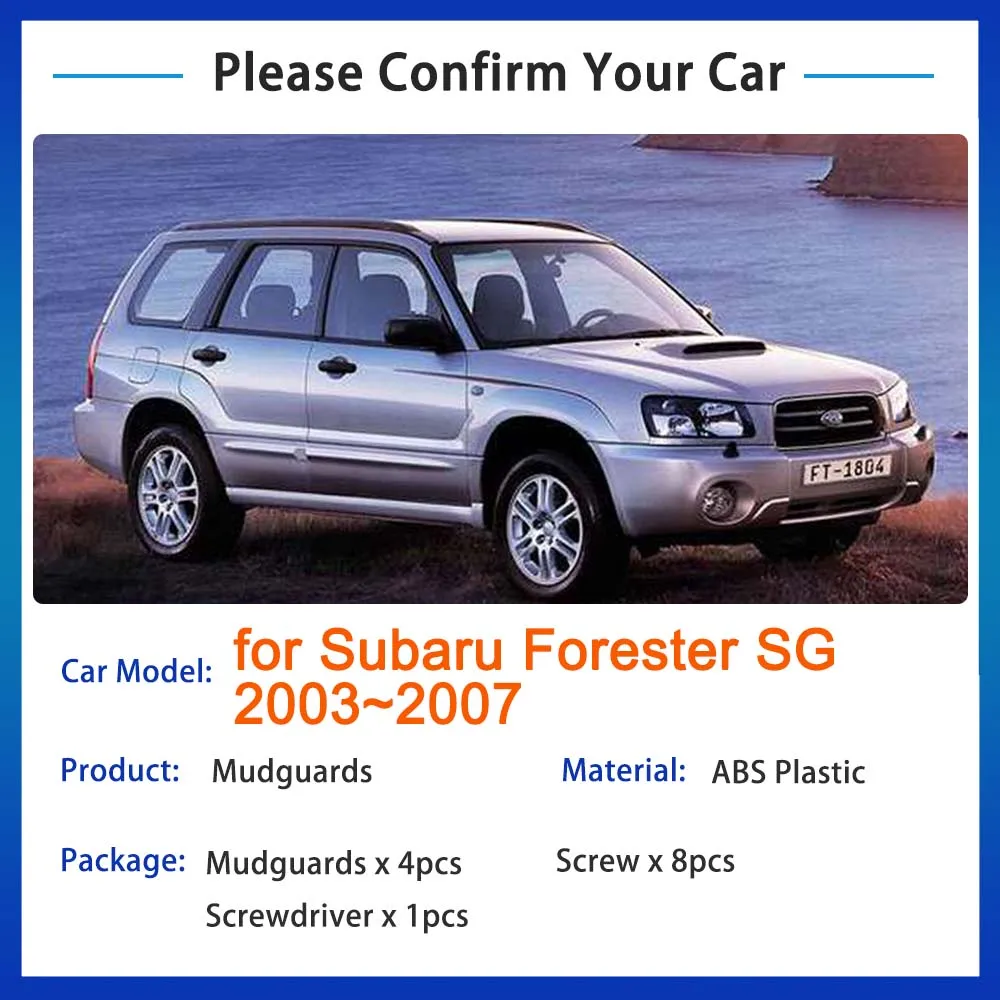 for Subaru Forester SG 2003 2004 2005 2006 2007 Mudflaps Mudguards Splash Guards Front Rear Wheels Fender Flare Accessories 2008