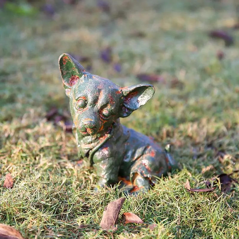 Vintage Cast Iron Dog Statue Collection, Schnauzer, Terrier & Chihuahua Garden Sculptures, Farmhouse Outdoor Animal Decor