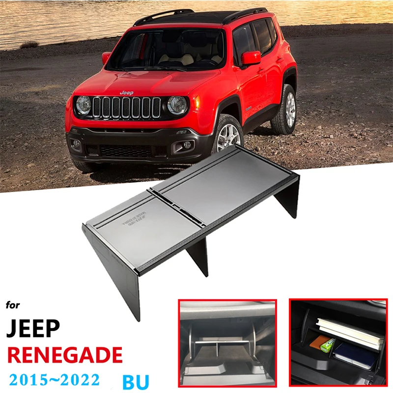 

for Jeep Renegade BU 2015~2022 2021 Car Co-pilot Glove Box Storage Auto Accessories Internal Sorting Partition Armrest Styling