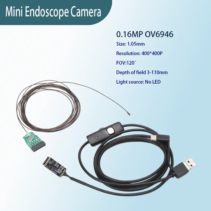 

Ultra-thin endoscope camera ov6946 0.16MP 1.05mm*1.05mm mini endoscope camera module USB decoding board without LED light for me
