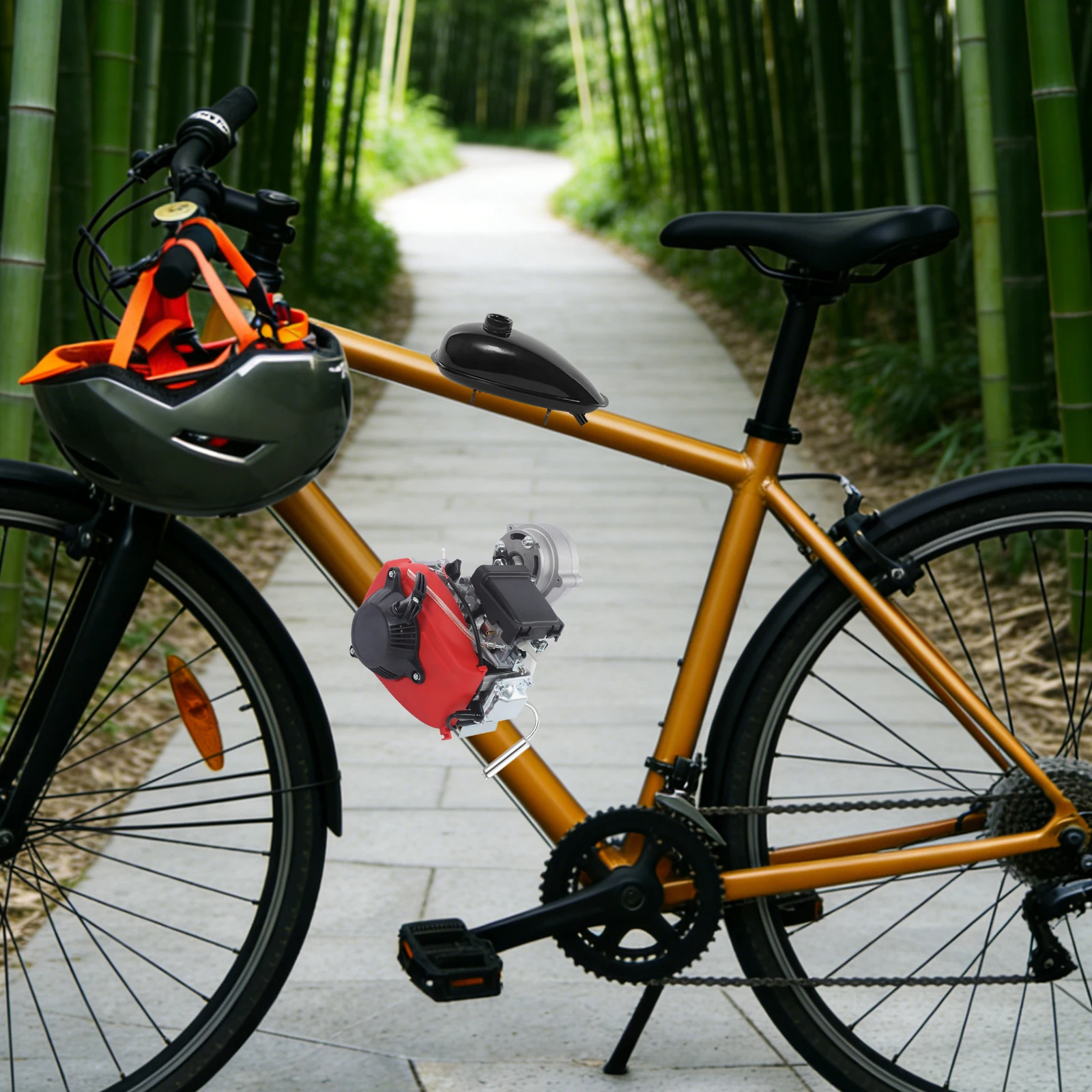 4-stroke 53cc Engine, Engine Kit, Gas Petrol Bike Engine Air-Cooled System, for 28'' V Frame Bike and 26'' ATV Bicycles