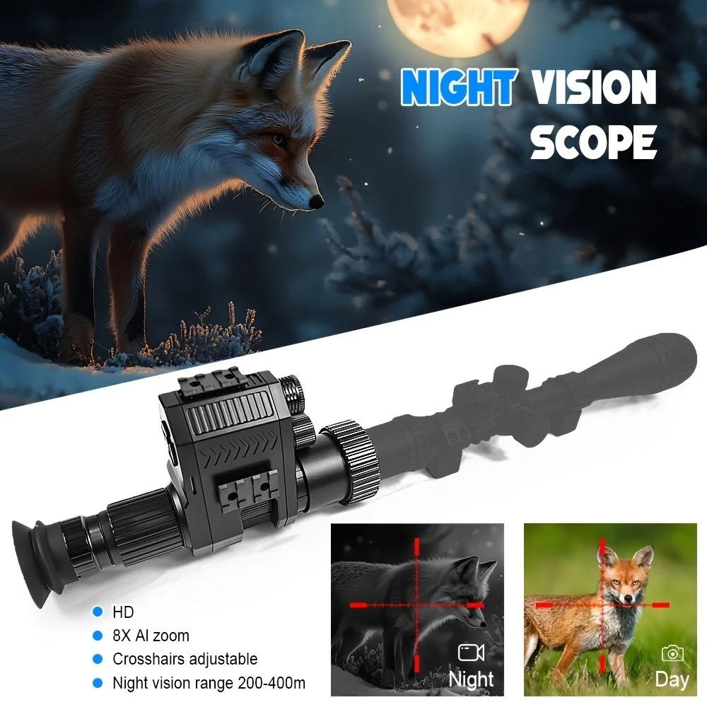 Outdoor Hunting Crosshair Infrared Night Vision Sight AI ZOOM 5x Magnifying Telescope 850nm IR Visible 300 Meters Hunting/Animal Exploration/Camping Fishing