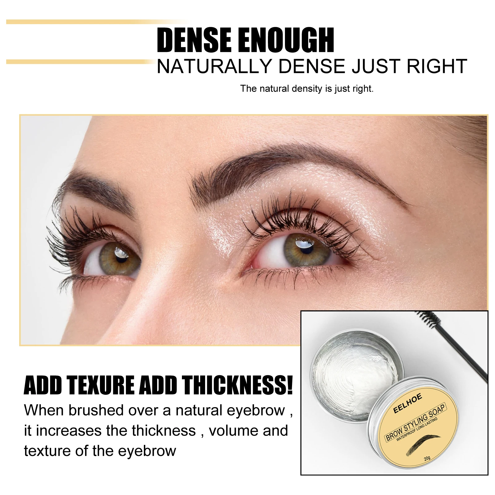 Gel para estilo de sobrancelha, cria forma perfeita de sobrancelha, charme natural aprimorado, pasta de estilo de beleza leve e à prova d'água de longa duração