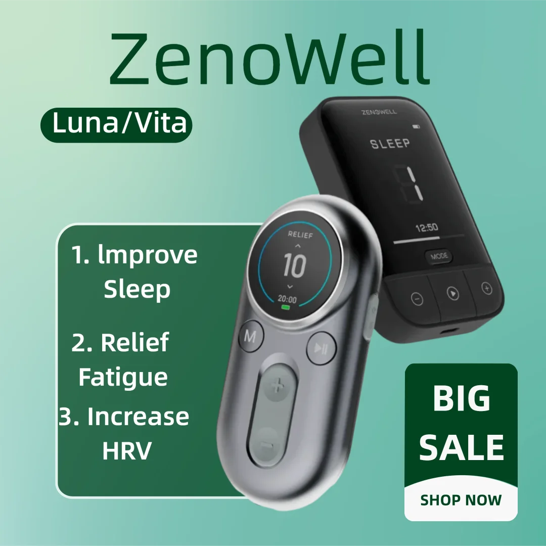 

ZenoWell Luna/Vita Vagus Nerve Stimulation for Non-Drug Sleep Aid Anxiety Relief Parasympathetic Activation for Deep Relaxation