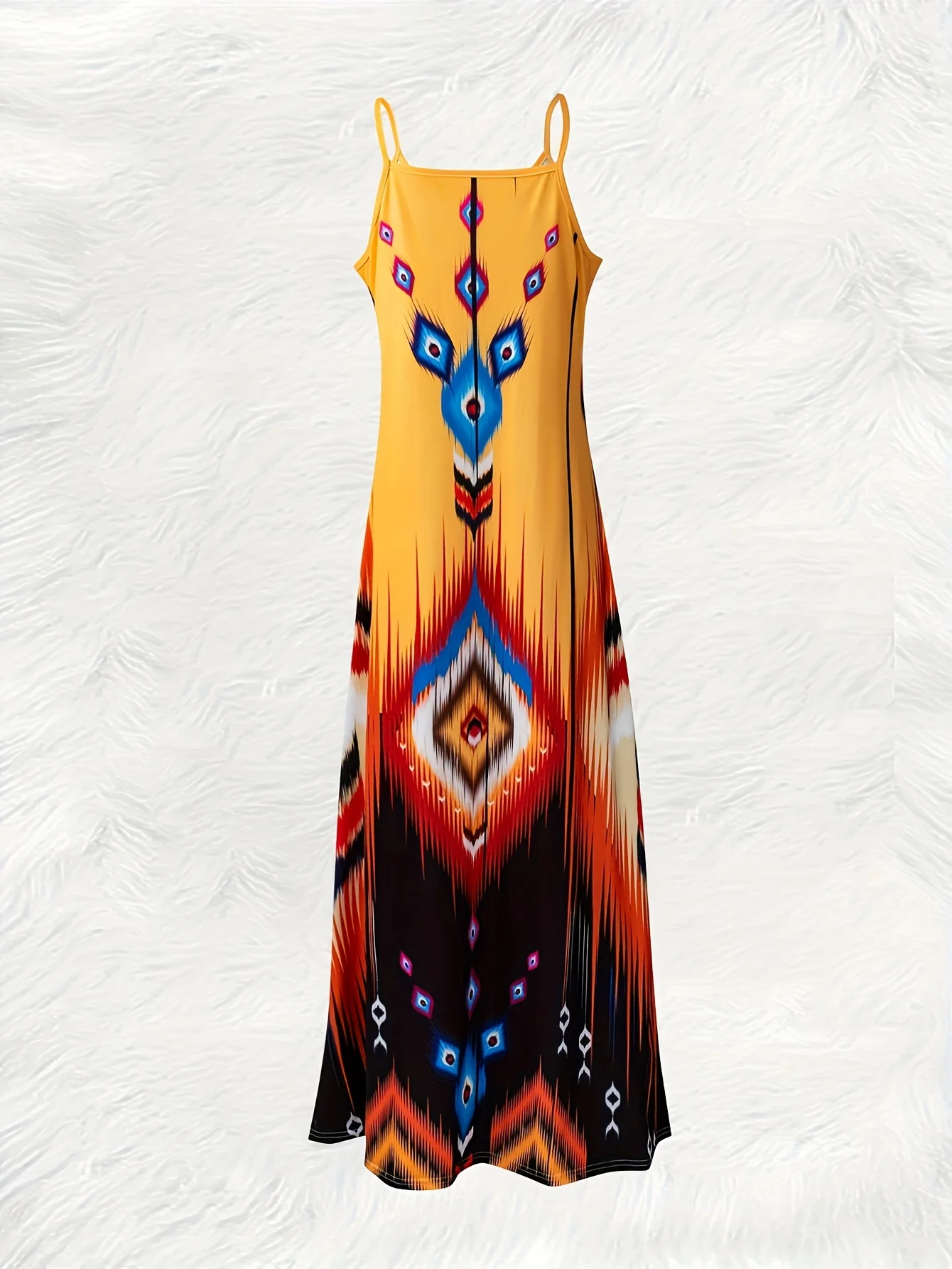 Printed Design Geometric Tribal Animal Print Design Four Seasons elegant style casual style sling dress
