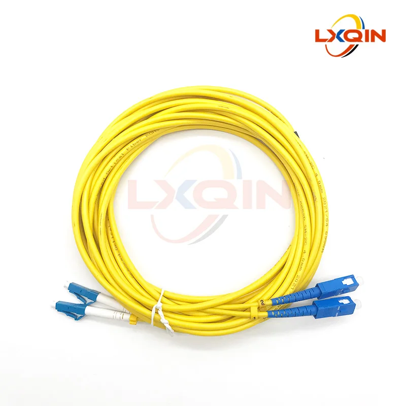 LXQIN Printer SC-LC Optical Fiber Cable UPC SM DX 4.0mm PVC Double Core Yellow Fiber Optic Patch Cord For UV Flatbed Printer