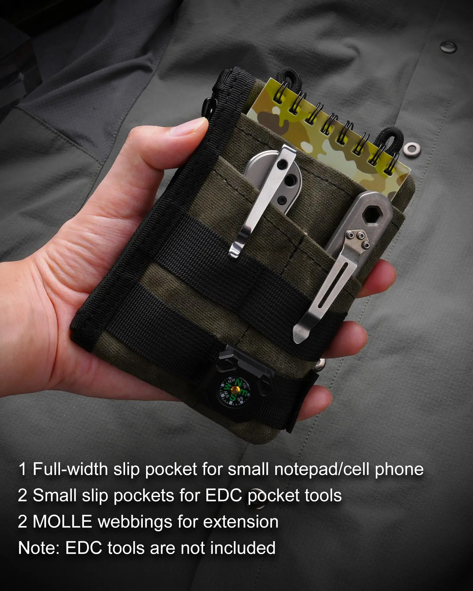 Tactical Compact EDC Gear Pouch Waxed Canvas Zipper Wallet Slim Pocket Multitool Pouch Minimalist EDC Wallet for Man Woman