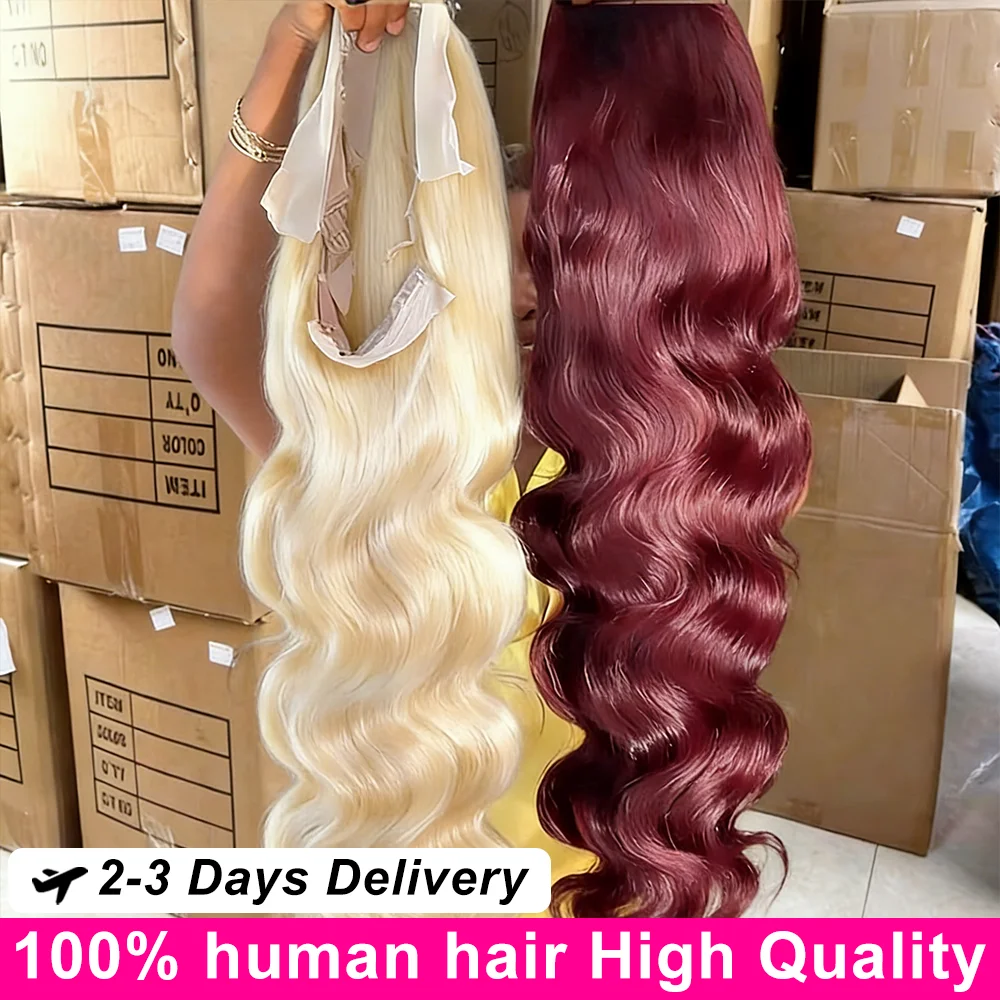 

99J Бордовый парик с объемной волной 13x6, кружевные передние человеческие волосы, бразильские, плотность 250, 30, 40 дюймов, красный цвет, кружевные фронтальные парики для женщин