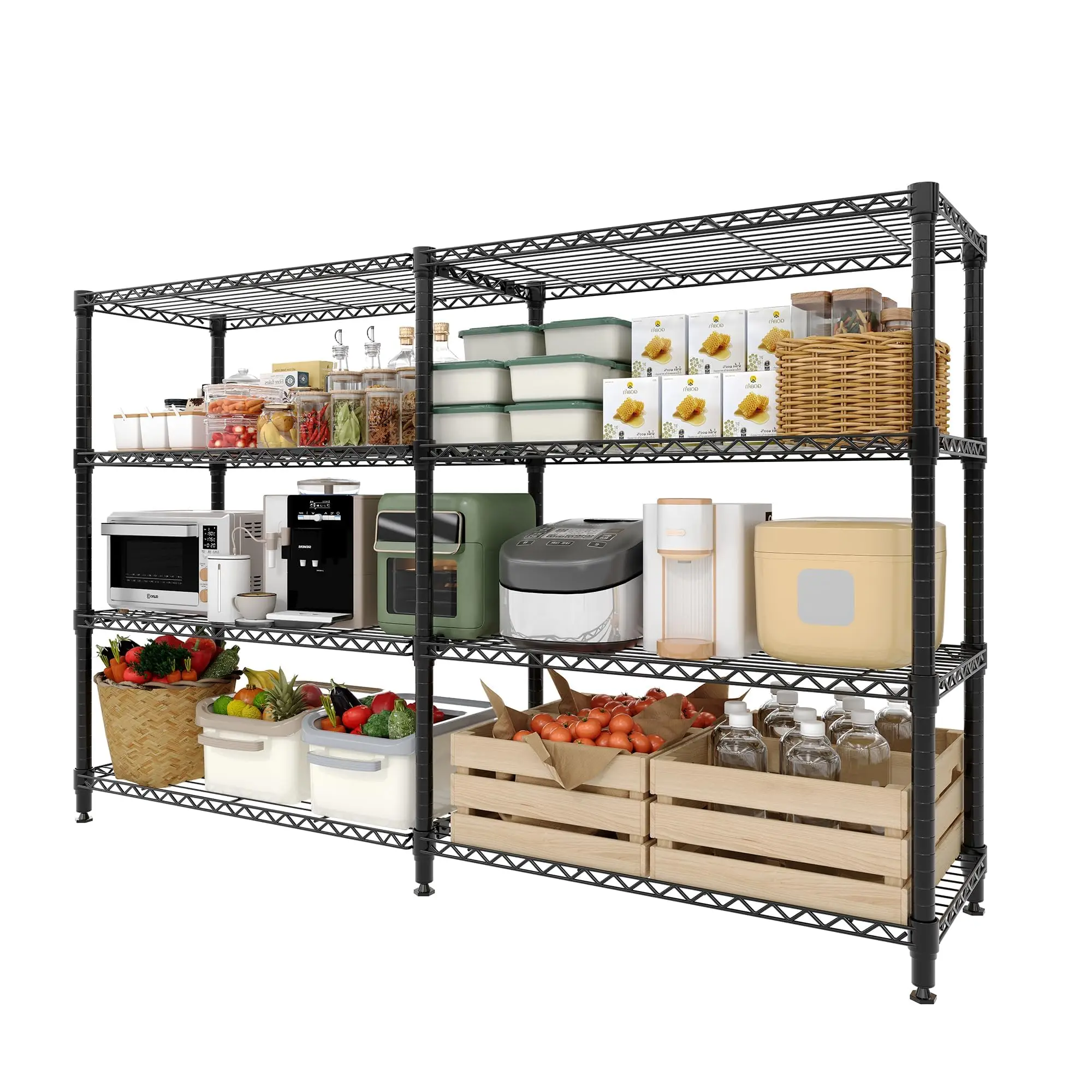 Schwerlastregal, 4/5-stöckig, höhenverstellbar, Metallregal für Garage, Küche, Speisekammer, maximale Traglast 875 kg