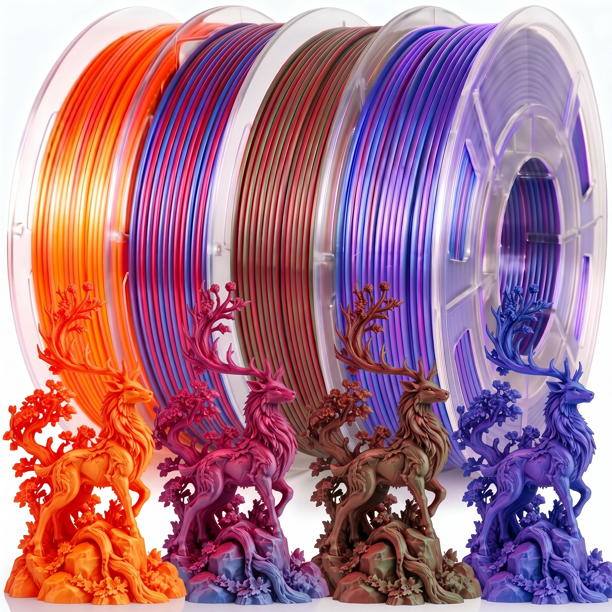 High Gloss Silk PLA 3D Printer Filament 250g, Consistent Roundness, Smooth Feeding, Less Clogging for Long Duration Printing