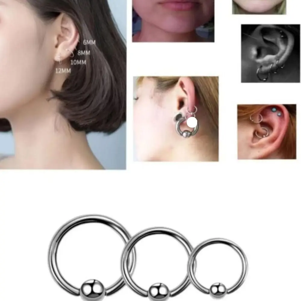 Kit 12 Piercing Com Fecho De Bolinha Argola Septo 8/ 10/ 12 mm