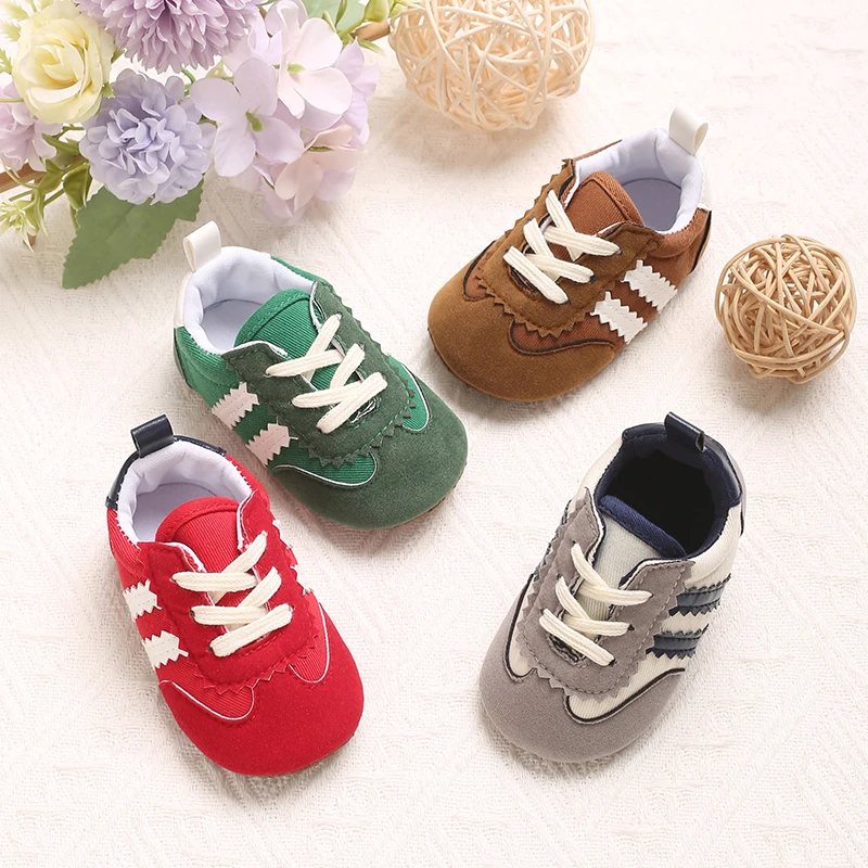 Newborn Baby Classic Sneakers Letters Splicing Baby Casual Shoe Anti-slip Hundred Walking Baby Boys Girls Baby Shoes 0-12 Months