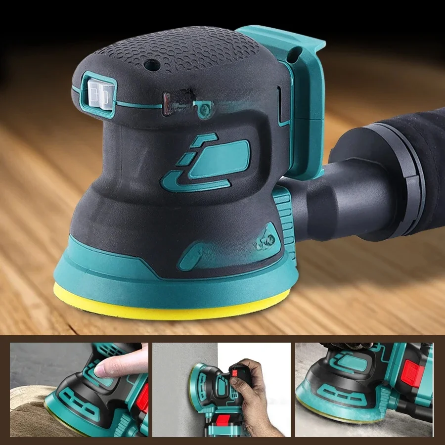 Random Orbit Electric Sander 125mm Brushless Wood Grinder Polishing Sanding Machine 3 Speed For Makita 18V Battery No Battery