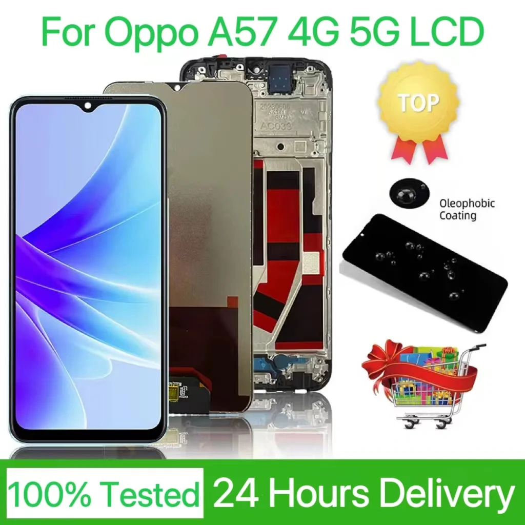 

Original A57 For Oppo A57 4G LCD Display Screen Touch Panel Digitizer Assembly For Oppo A57 5G CPH2387 Display Frame Replacement