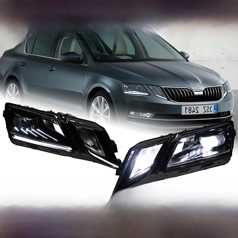 Światła samochodowe do Skoda Octavia Reflektor LED 2018-2021 Octavia Reflektor Drl Soczewka projektora Akcesoria samochodowe — zdjęcie 2