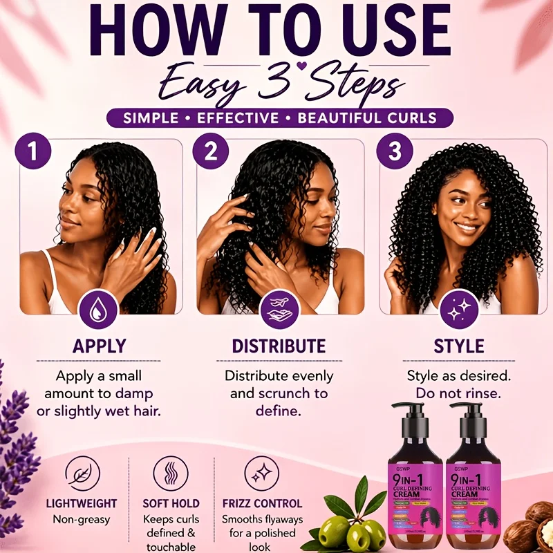 GSWP 9-in-1 Locken-Styling-Creme nährt das Haar und lindert Trockenheit, bietet langanhaltenden Halt für lockiges Haar. 100/200ml – Detail 8