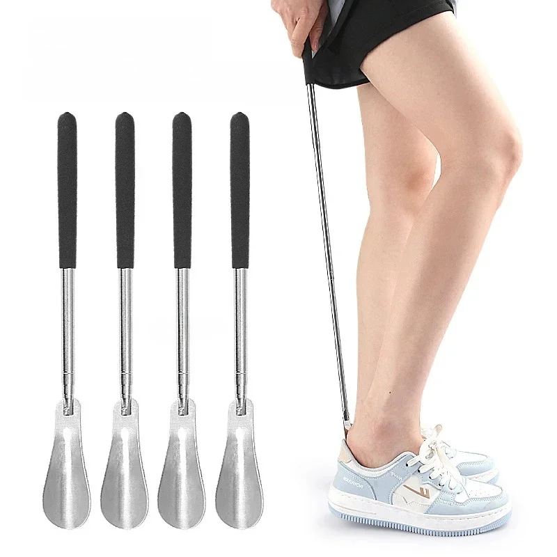 Cornes à chaussures en métal rétractables 31 cm-65 cm à Long manche chausse-pied maison sans flexion sur cuillère à chaussures paresseux spatule à chaussures 1 pièces