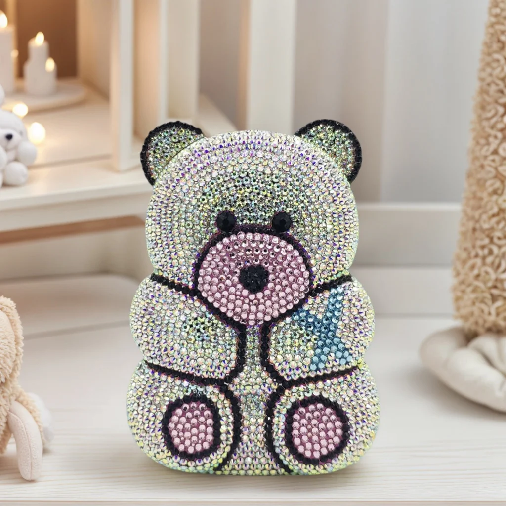

Chic Bear Rhinestone Evening Purse for Women Luxury Crystal Diamond Clutch Bag Cute Girl Prom Party Handbag for Cocktail