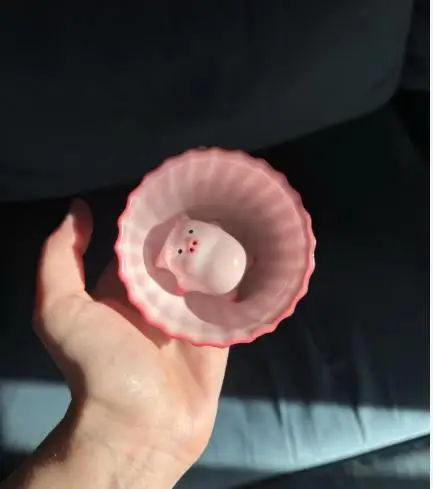 

Керамическая чашка для чая с мультяшной свиньей, забавная фарфоровая кружка с пузырьковой свиньей и новинкой, дизайн основания, чашки для воды, кружка