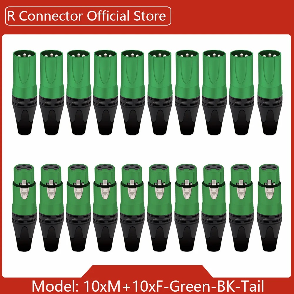 20 stücke/10 sätze Bunte 3Pin XLR Weibliche + Stecker 3 Pole XLR Buchse Mikrofon Stecker Kanone MIC Audio kabel Draht Anschlüsse 3