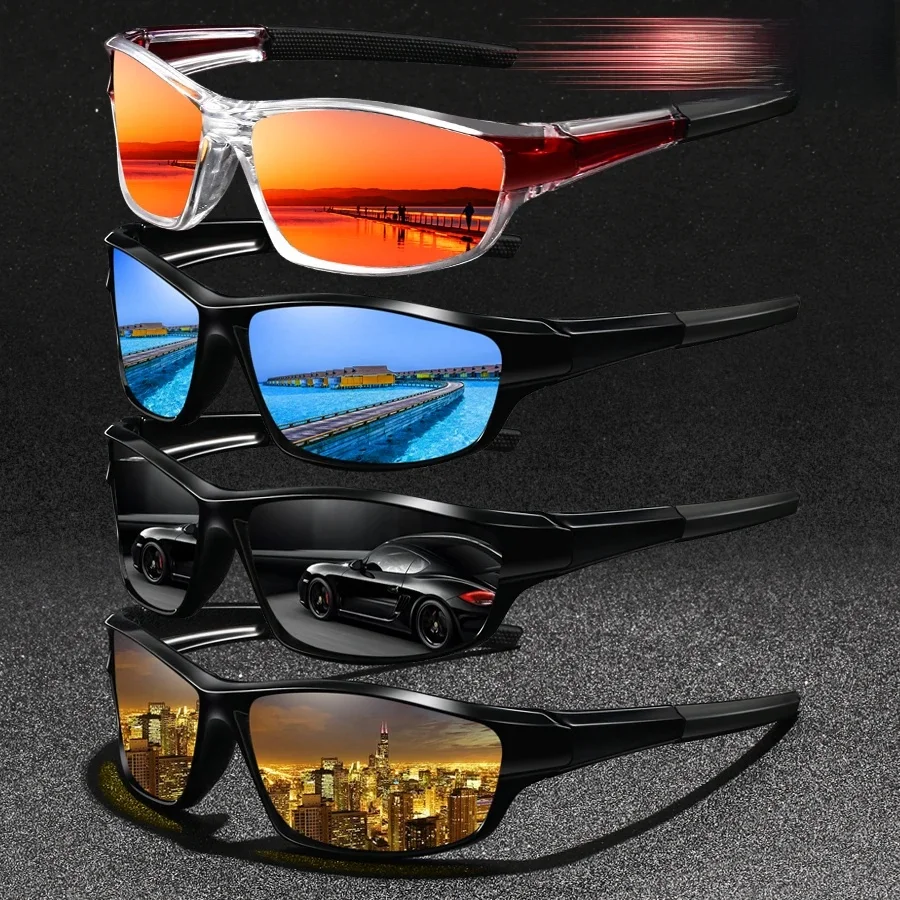 4 SZT. Modne Okulary Vintage Do Wędkarstwa, Jazdy na Rowerze, Sportowe Okulary Przeciwsłoneczne Męskie Damskie Do Biegania, Wspinaczki Górskiej, Sportowe Okulary Przeciwsłoneczne Męskie — zdjęcie 2