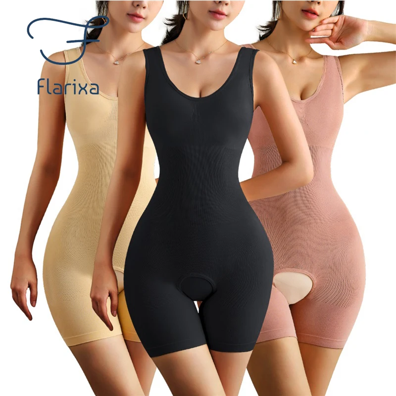 Flarixa Plus Size Butt Lifter Body Shaper Women\'s Bodysuit Open Crotch Tummy Control Shapewear Seamless Slimming Underwear 5XL