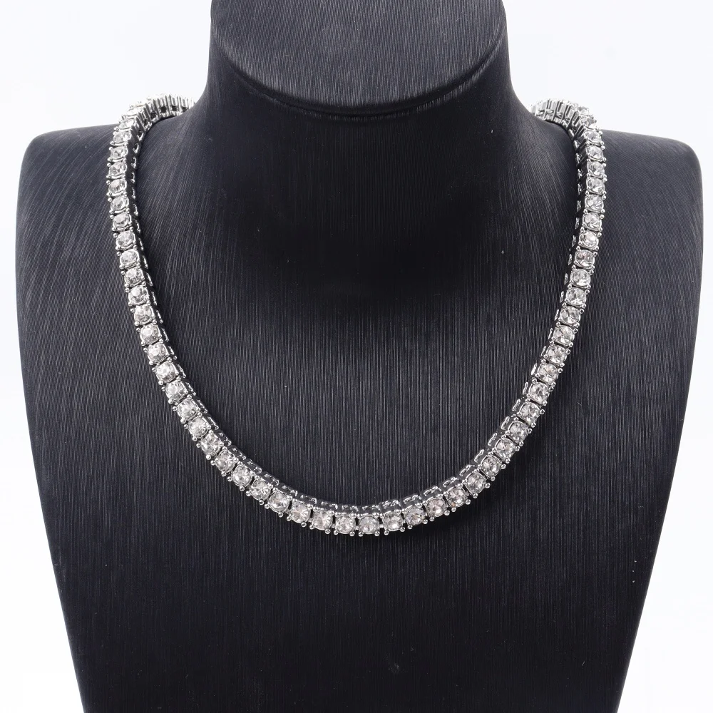 

Iced Out Crystal Stone Tennis Necklace Chain Luxurious Jewelry Collarbone Chain For Men Women Charm Christmas Gifts