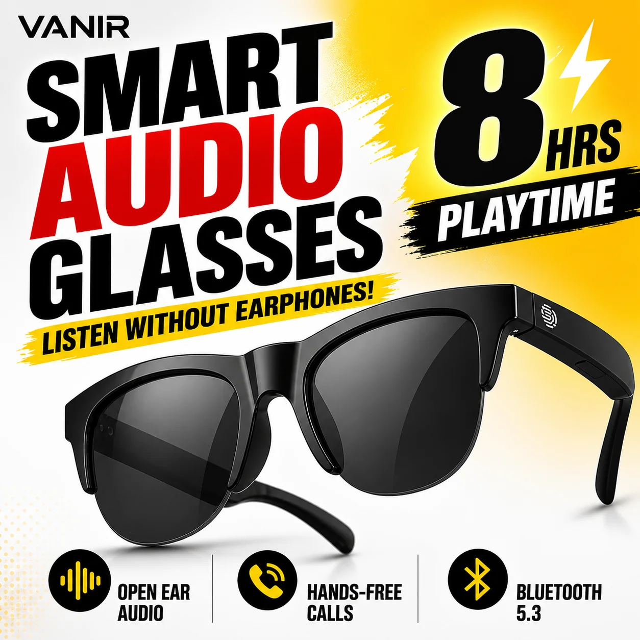 

VANIR Smart Sunglasses - Wireless Bluetooth, AI Assistant, Outdoor Travel, Eye Protection & Fashion
