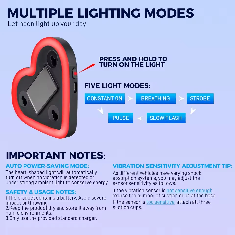 Herzförmiges LED-Licht, solarbetriebener Akzent, Umgebungs-USB-Aufladung, Valentinstag, Weihnachten, Neujahr, Geschenkidee, Auto-Innendekoration – Detail 3