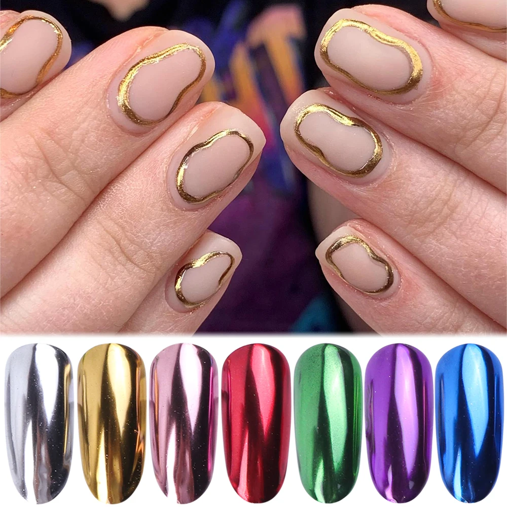 Chrome Nail Powder Gold Silver Pink Metallic Rub Dust Mirror Effect For Nails Chameleon Pigment Glitter Manicure Decor NTC/ASX