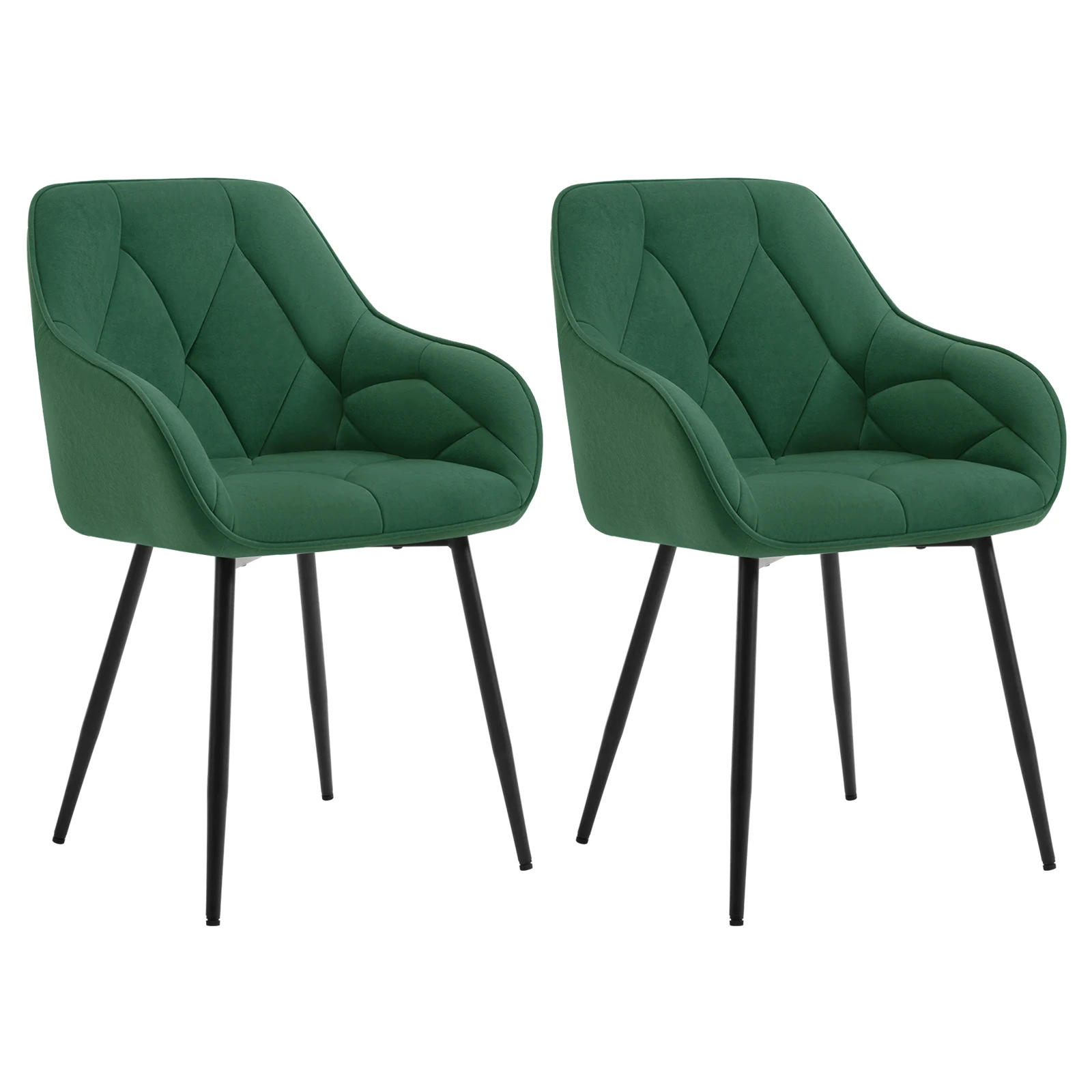 2 stks/set Eetkamerstoelen Gestoffeerde Keukenstoelen met Rugleuning Armleuningen Metalen Poten voor Kantoor Thuis Kaptafel Vrijetijdsstoel