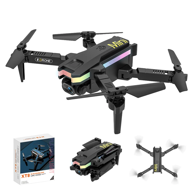 New XT8 Mini Drone 4K Professional HD Camera WIFI FPV Air Pressure Fixed Altitude Foldable Quadcopter RC Helicopter dual camera