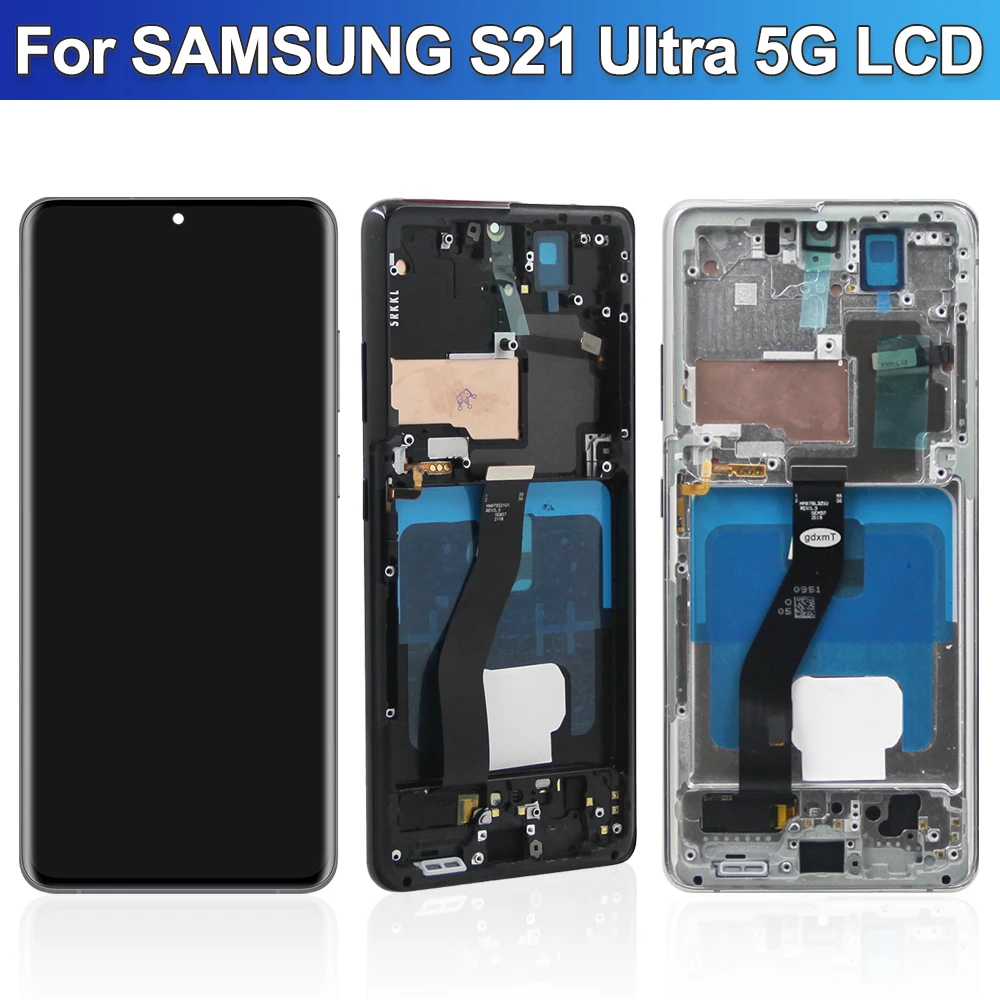 Imagem -03 - Tela de Toque Lcd com Impressões Digitais e Moldura Tela Amoled para Samsung Galaxy S21 Ultra 5g G998b G998b ds