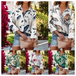 Fashion Luxury Ladies Shirt France Style Women Print Blouse Autumn Casual Long Sleeve Top Chic Button Up Turn Down Collar Blouse