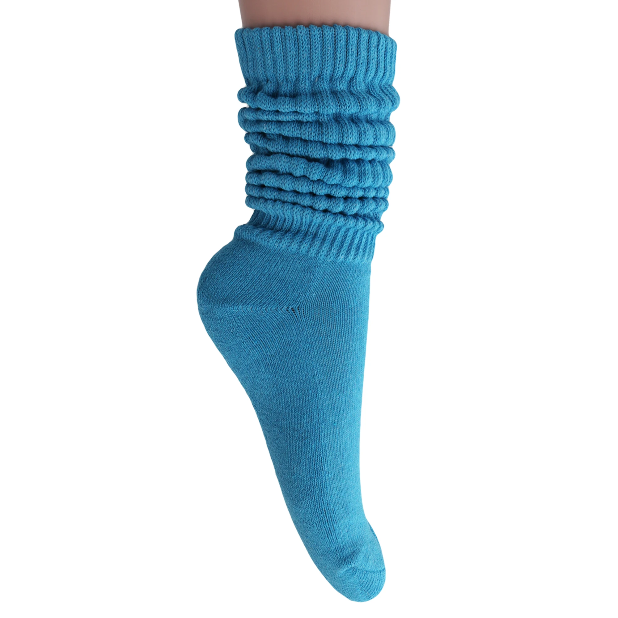 Turquoise Slouch Socks for Women 1 Pair Scrunch Calf Socks Shoe Size 5 to 10