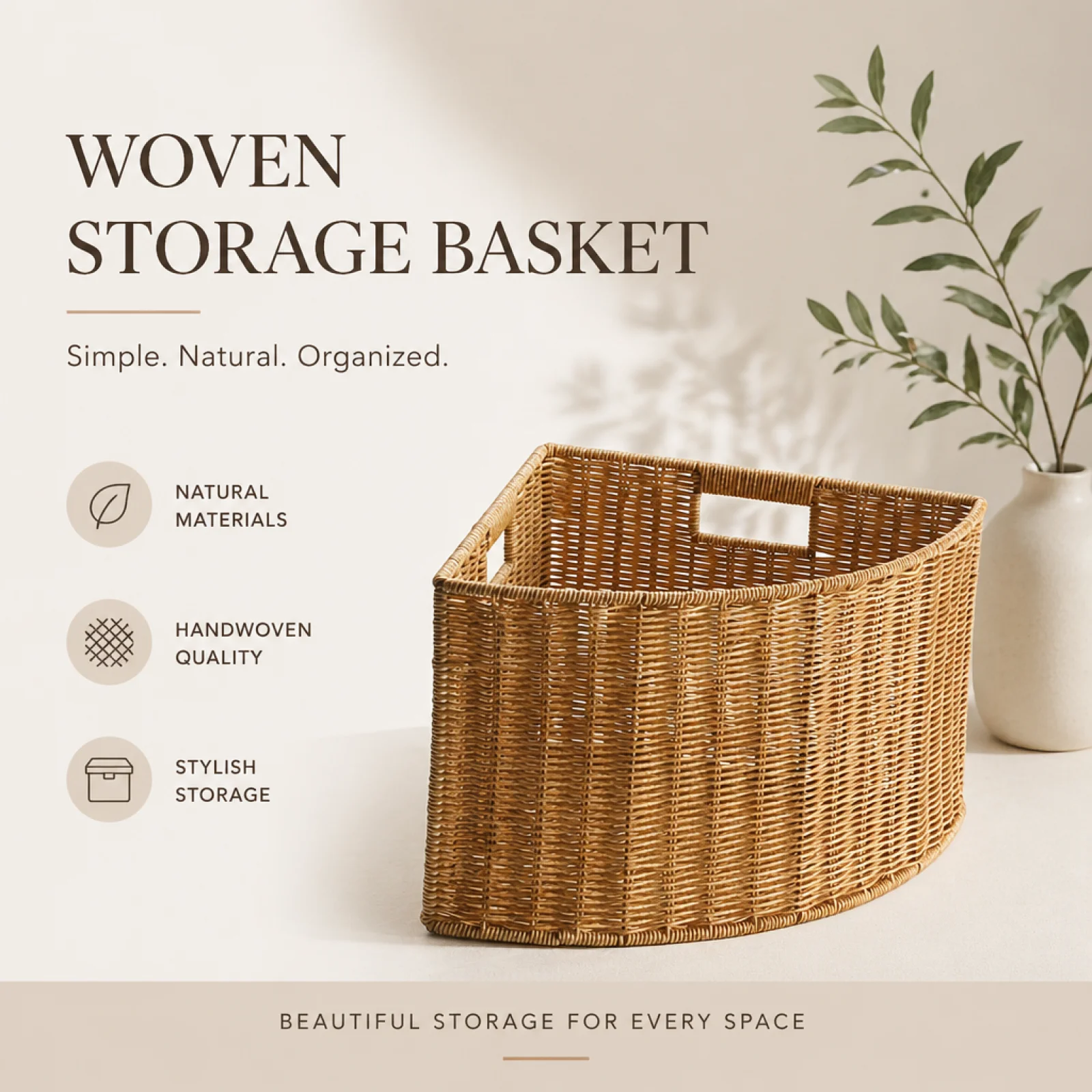 Fan Shape Corner Storage Basket Woven Organizer Triangle Narrow Gap Bin Large Capacity Portable with Handle for Bathroom Clothin