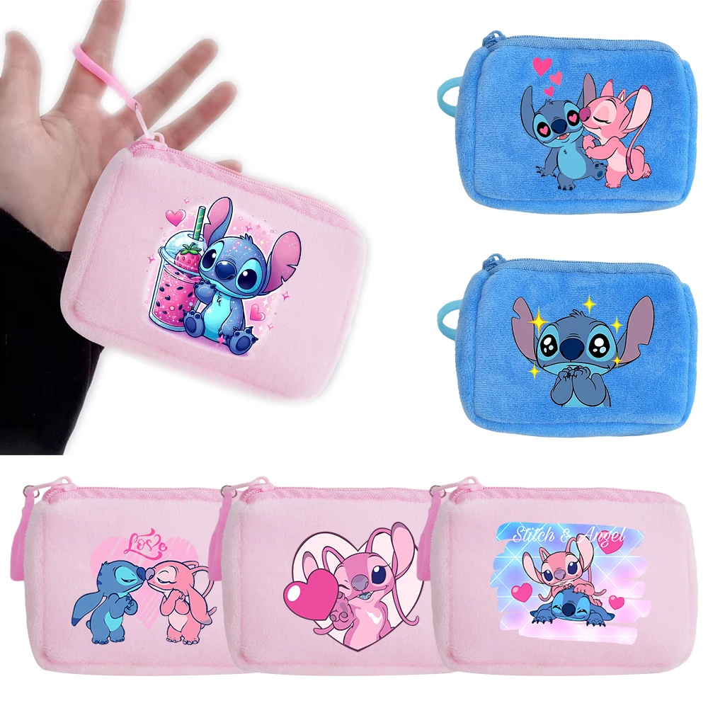 Lilo Stitch Kids Anime Plush Coin Purse Girls Boys Cute Mini Wallet Cartoon Moneybag Kids Storage Bag Pendant Birthday Gifts