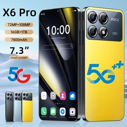 New X6 Pro smartphone Global version 16+1TB 7.3'' HD+ Android 14 7800mAh 4G/5G cellphones Snapdragon 8 Gen 3 108MP mobile phone