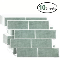 10 Pieces Premium Self Adhesive Waterproof Wall Stickers 3D Durable Vinyl Wallpaper For Kitchen Bathroom Backsplash Home Decor