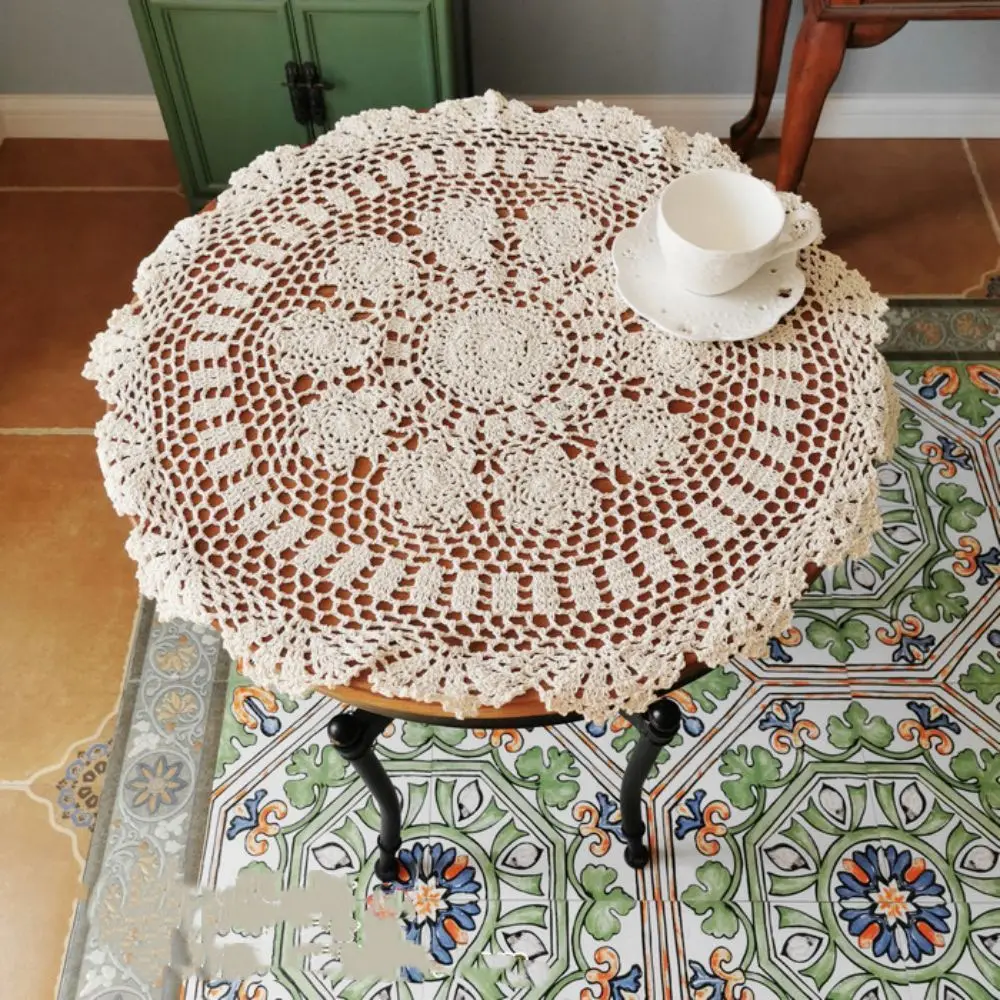 23 Inches Round Coffee Table Place Mats Vintage Hand Crochet Doily Elegant Floral Placemats Boho Wedding Party Table Settings